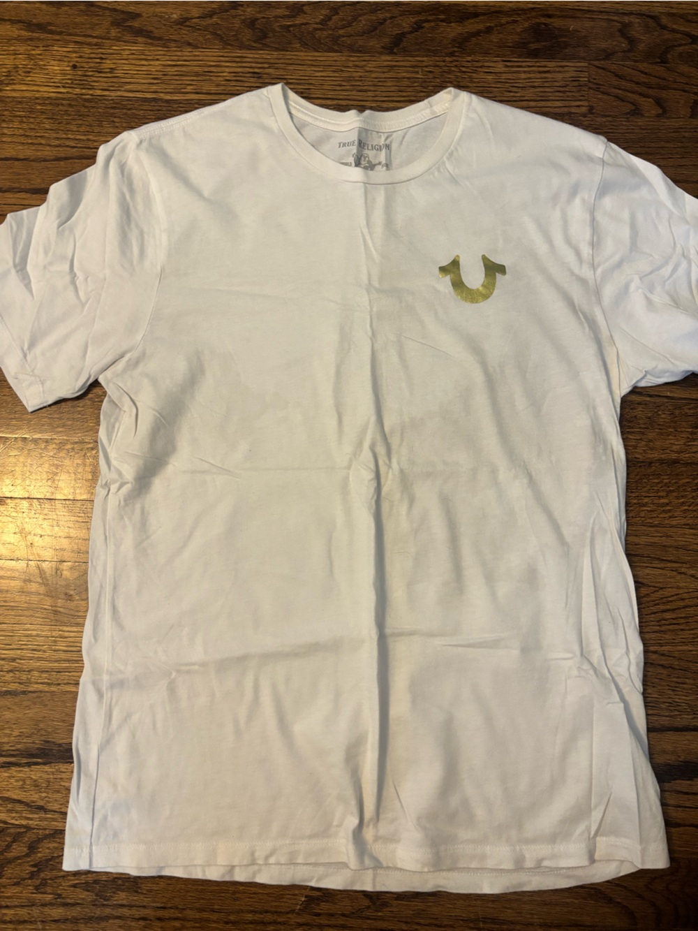 True Religion White T-Shirt with Gold Logo